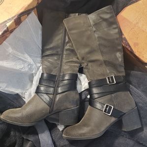 Tall boots with ankle strap